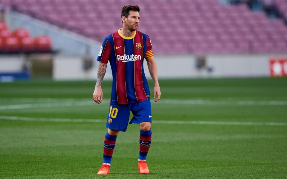 Lionel Messi of FC Barcelona looks on during the La Liga Santander match between FC Barcelona and Real Madrid at Camp Nou on October 24, 2020 in Barcelona, Spain. Sporting stadiums around Spain remain under strict restrictions due to the Coronavirus Pandemic as Government social distancing laws prohibit fans inside venues resulting in games being played behind closed doors. - GETTY IMAGES