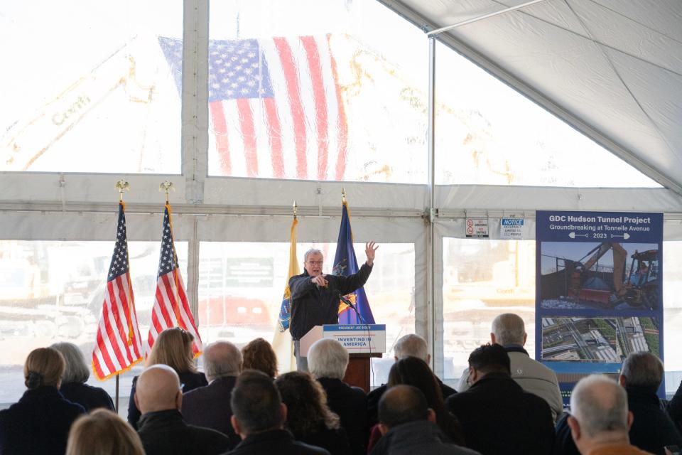 NJ Governor Phil Murphy attends the second groundbreaking for the Gateway Hudson Tunnel Project at Tonnelle Avenue in North Bergen, NJ on Thursday Nov. 30, 2023. The first groundbreaking was in 2009 with then NJ Governor Jon Corzine, which was later cancelled by NJ Governor Chris Christie.