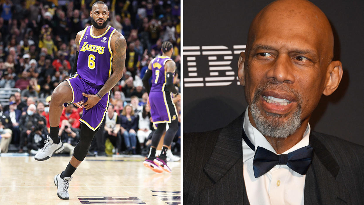 LeBron James' decision to imitate the 'big balls' dance popularised by former NBA player Sam Cassell has drawn sharp criticism from Lakers and NBA great Kareem Abdul-Jabbar, who called it 'childish'. Pictures: Getty Images