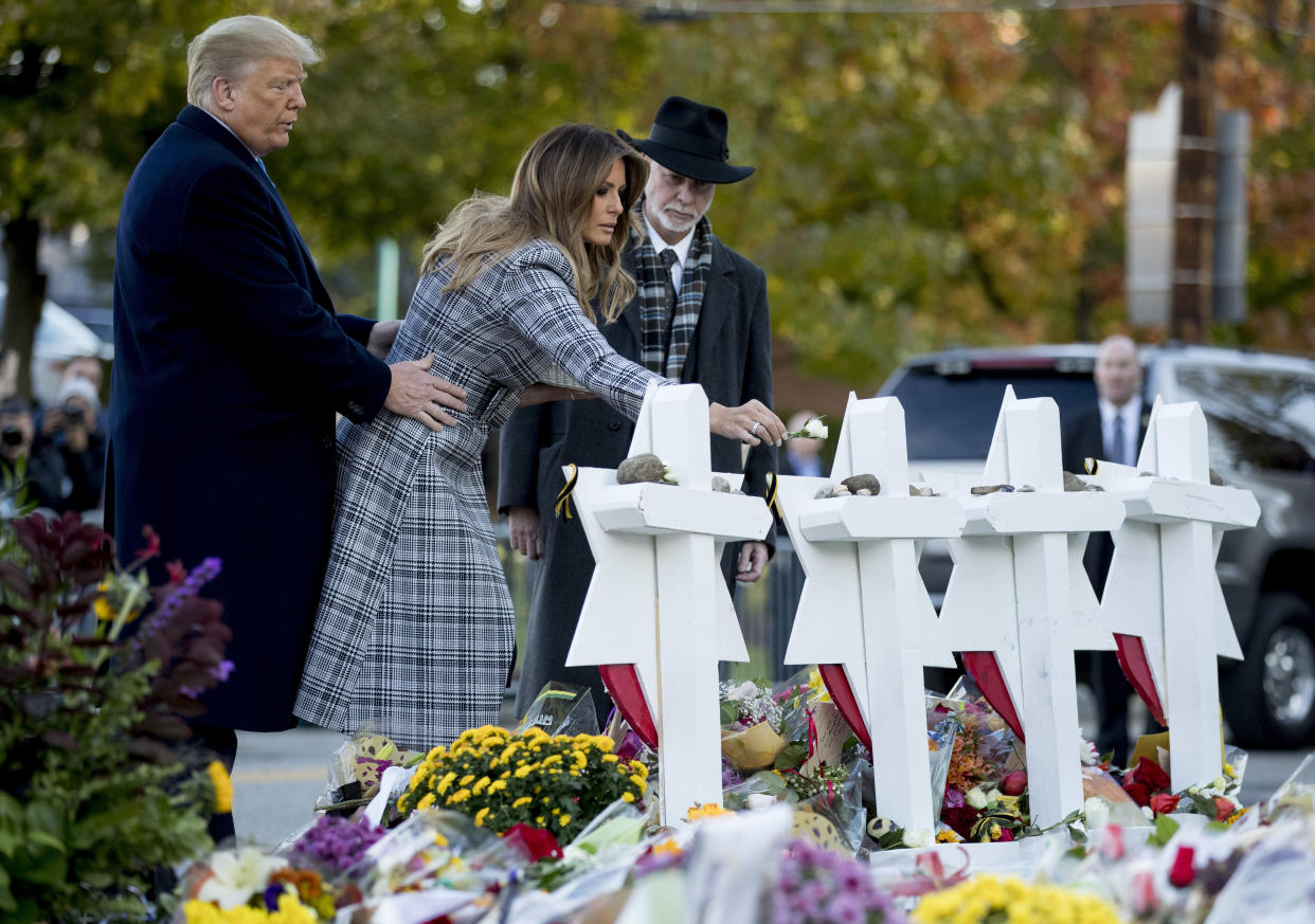 Donald and Melania Trump, accompanied by Rabbi Jeffrey Myers