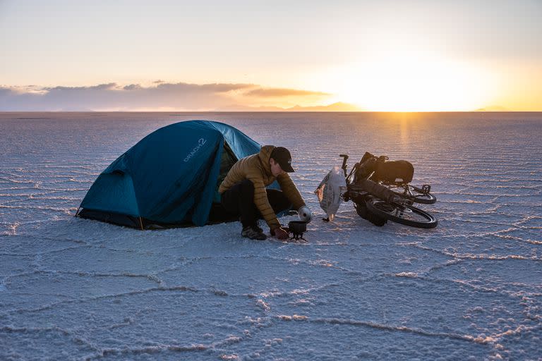 En el salar de Uyuni, Bolivia