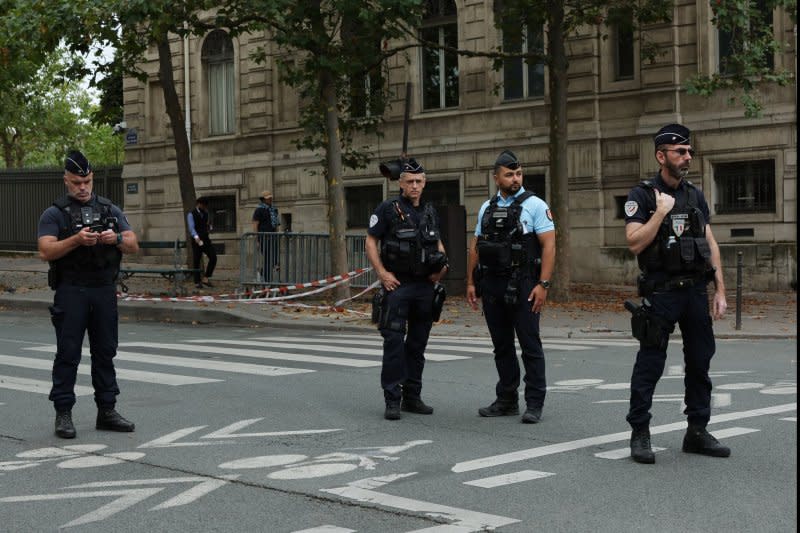 French Police close the roads and step up security ahead of the Olympics opening ceremony tonight in Paris, France on Friday, July 26, 2024. Earlier today an arson attack on the French railway network has caused major delays ahead of the opening ceremony. Photo by Hugo Philpott/UPI