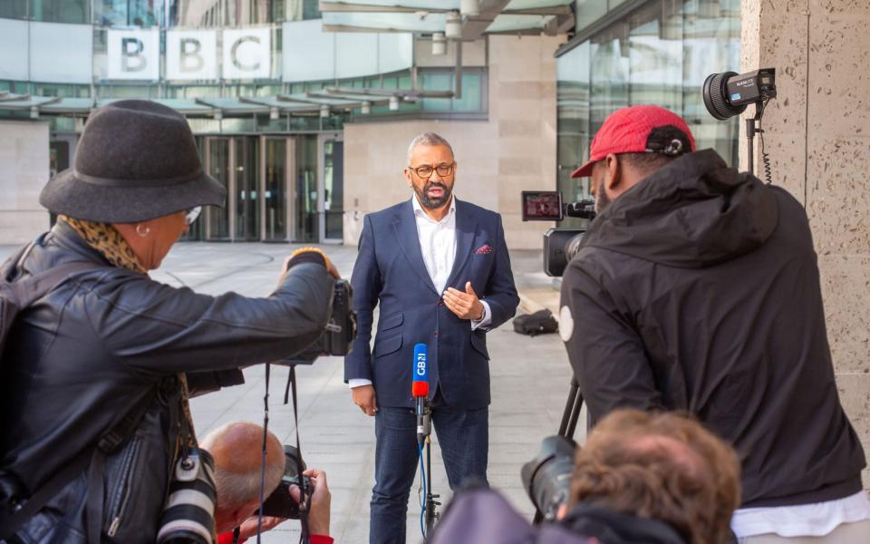 Mandatory Credit: Photo by Tayfun Salci/ZUMA Press Wire/Shutterstock (14553926at) Home Secretary JAMES CLEVERLY is seen outside BBC after appearing on Sunday With Laura Kuenssberg. James Cleverly on Sunday With Laura Kuenssberg, London, England, United Kingdom - 23 Jun 2024