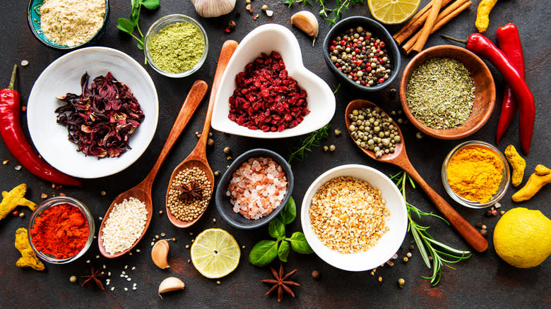 Assorted spices and herbs