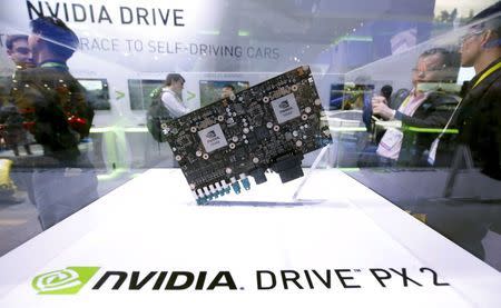 A Nvidia Drive PX 2 computer for autonomous vehicles is displayed during the 2016 CES trade show in Las Vegas, Nevada in this January 8, 2016, file photo. REUTERS/Steve Marcus/Files