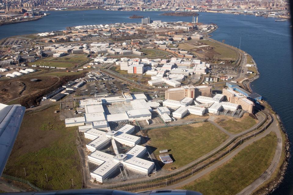 An aerial view of Rikers Island in New York City.