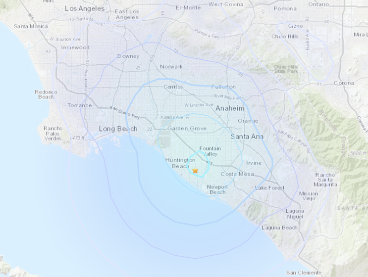 The epicenter of Friday night's earthquake was in Huntington Beach. Light shaking was felt across the area.