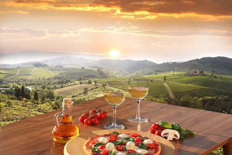 Food and wine in the Chianti region of Tuscany - Credit: AP