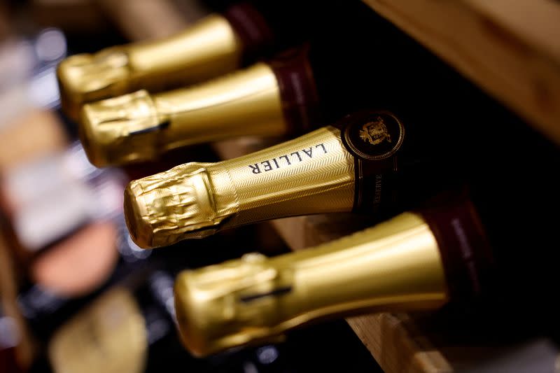 Bottles of Champagne in a wine shop in Paris