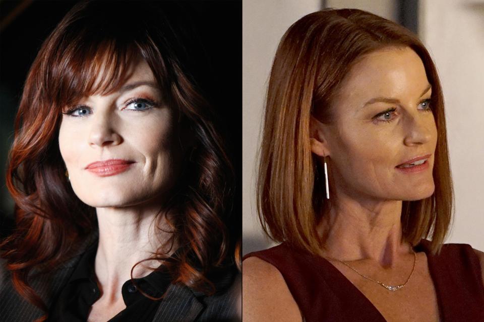 Laura Leighton as Ashley Marin in Season 1 (left) and Season 7 (right)