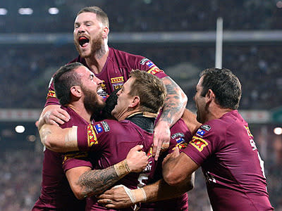 <p>Queensland winger Darius Boyd scored first for the Maroons in game I when he finished off an impressive backline movement in just the fifth minute.</p>