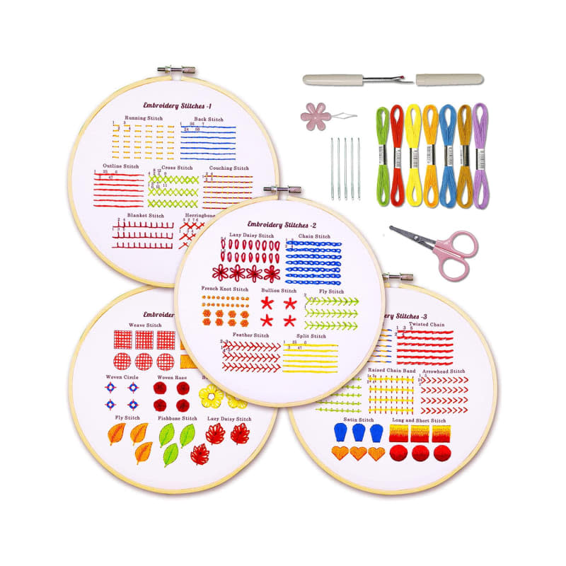 Bradove 4 Set Embroidery Stitches Practice Kit