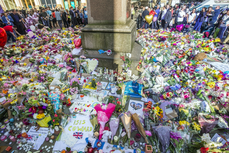Tributes in the aftermath of the Manchester Arena attack on Monday night. Photo: AAP