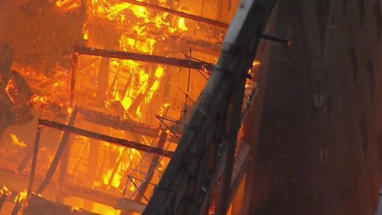 Two homeless people remain unaccounted for three days after a massive inferno ripped through a building they frequented. Picture: 9 NEWS