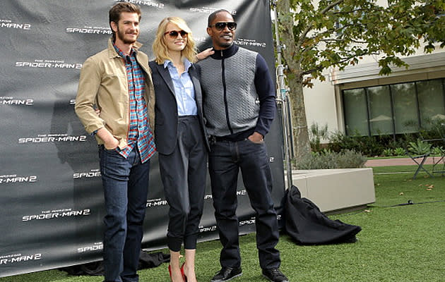 Andrew Garfield, Emma Stone The cast of 'The Amazing Spider-Man' at the 'Be  Amazing' Stand