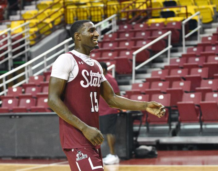 Mike Peake goes through a workout during the NMSU men's basketball team's first day of practice Sept. 27.
