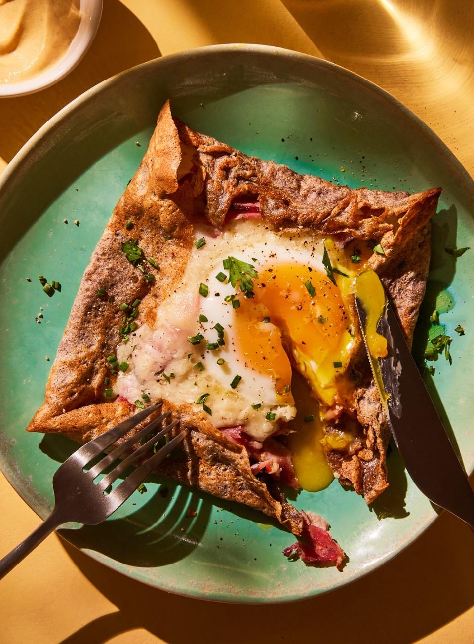 Buckwheat Galettes With Ham & Egg