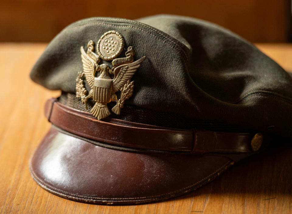 The hat worn by bomber pilot Vincent “Bill” J. Purple during the war.