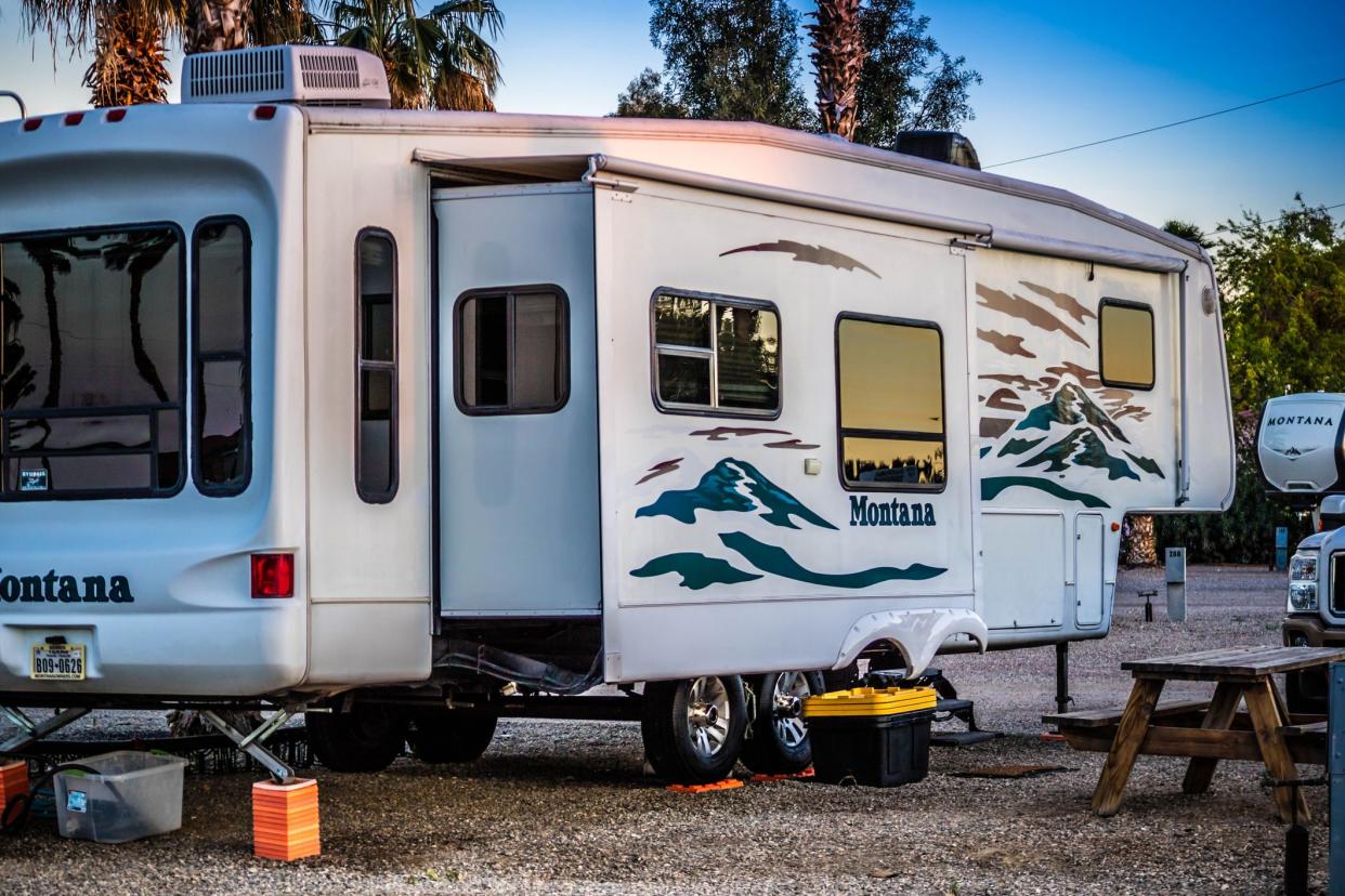 Yuma, AZ, USA - April 4, 2017: Enjoying the captivated view from our RV