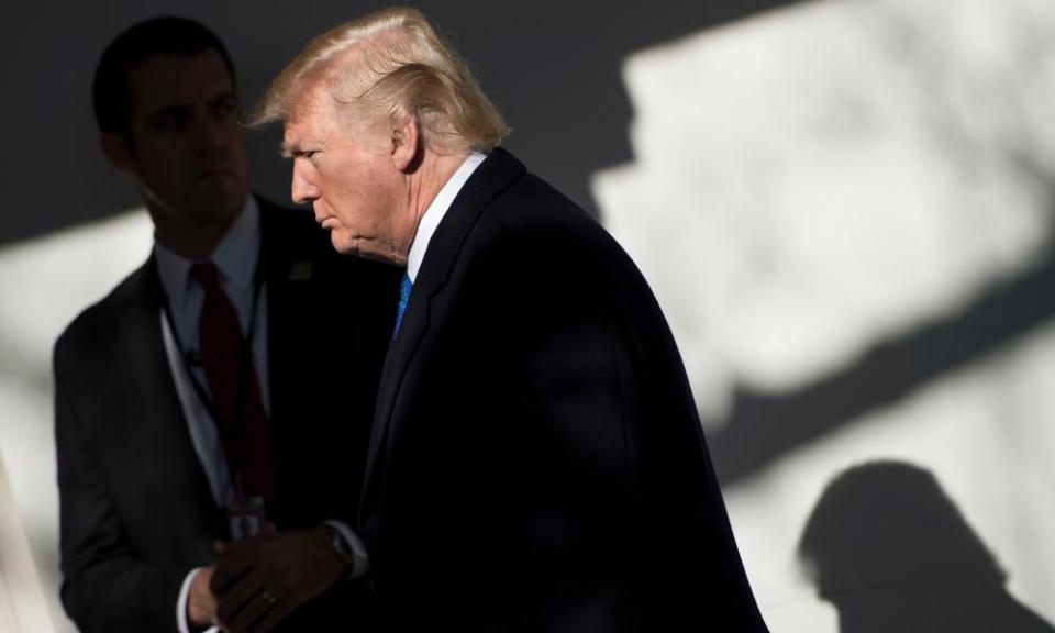 Donald Trump arrives to speak live via video link to the annual March for Life.