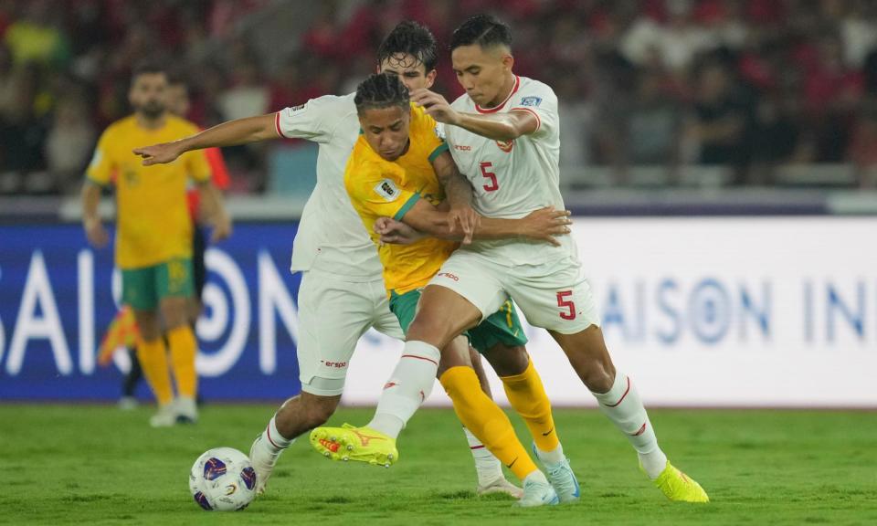 <span>Australia were held to a 0-0 draw in Indonesia after opening the third round of their 2026 World Cup qualification campaign with a shock loss to Bahrain.</span><span>Photograph: Achmad Ibrahim/AP</span>