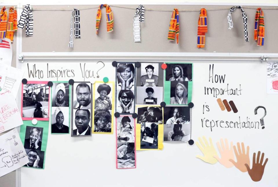 A display on the wall of Miami Norland Senior High School teacher Renee O’Connor.