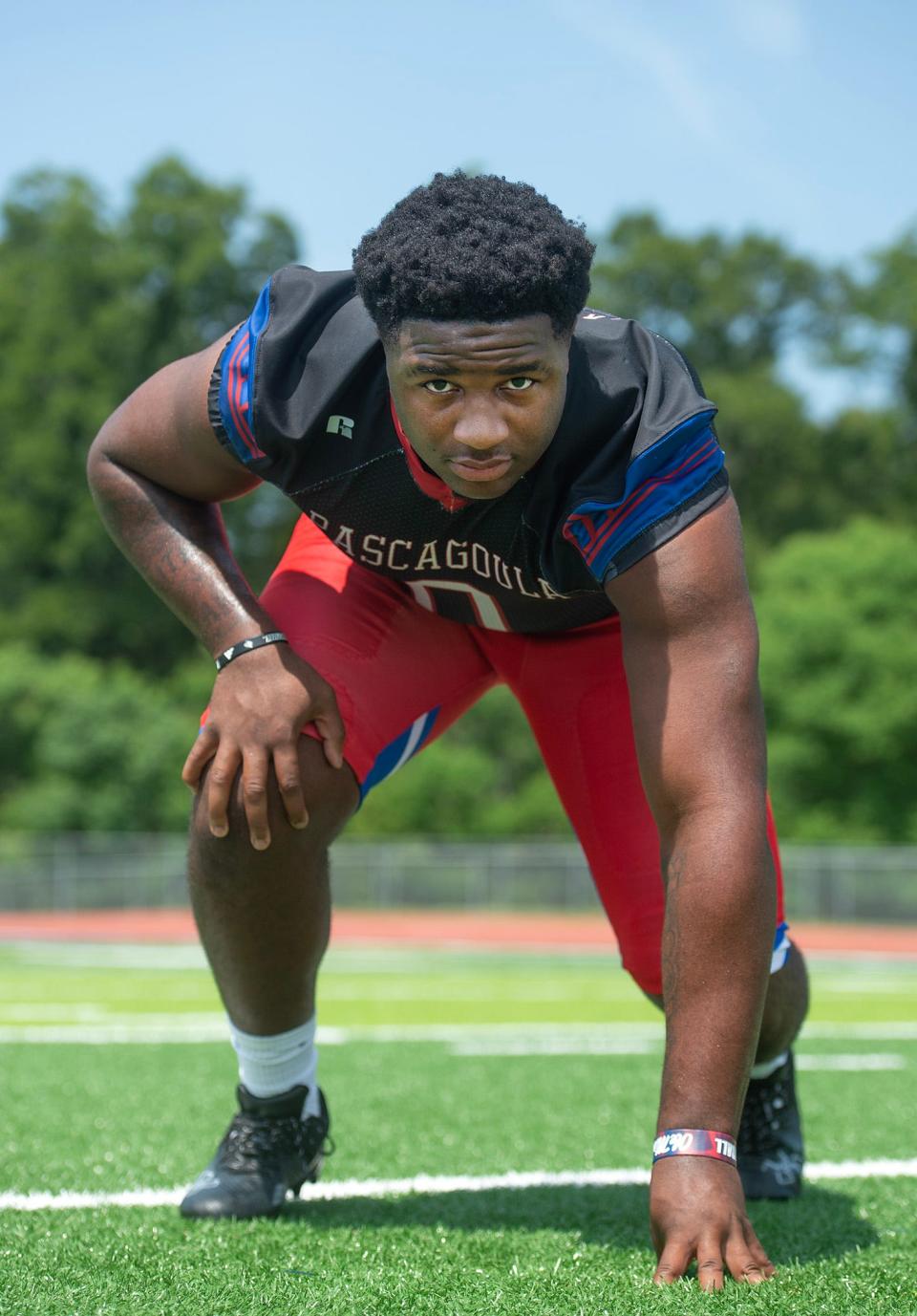 Pascagoula defensive lineman Jeffery Rush, seen in Ridgeland, Miss., July 21, 2023, is a member of the 2023 Dandy Dozen. Rush has committed to Ole Miss.