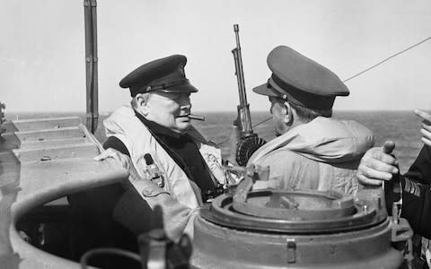 British Prime Minister Winston Churchill was taken to the Normandy coast on 12 June 1944 on board HMS Kelvin