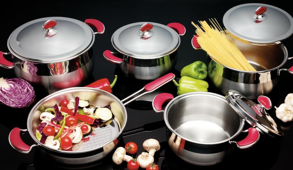 Pots and pans set for kitchen use