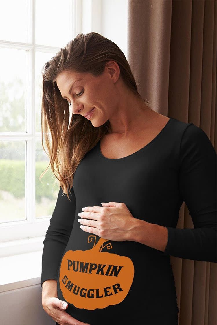 Pregnant Halloween Shirt Pumpkin Smuggler Funny Halloween Pregnancy Mom To Be Maternity Long Sleeve Shirt