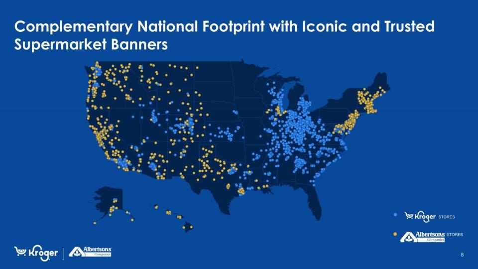 A map of Kroger and Albersons stores