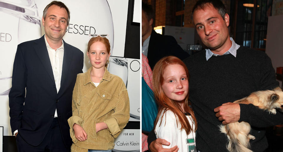 Photo of Iris Annabel with her father Ben Goldsmith in 2017 and 2015. 