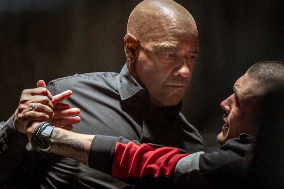 <p>Stefano Montesi /Sony Pictures Entertainment /Everett</p> Denzel Washington (left) and Andrea Dodero (right) in The Equalizer 3