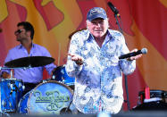 NEW ORLEANS, LA - APRIL 27: Actor John Stamos joins Mike Love of The Beach Boys on stage and performs during the 2012 New Orleans Jazz & Heritage Festival Presented by Shell at the Fair Grounds Race Course on April 27, 2012 in New Orleans, Louisiana. (Photo by Rick Diamond/Getty Images)