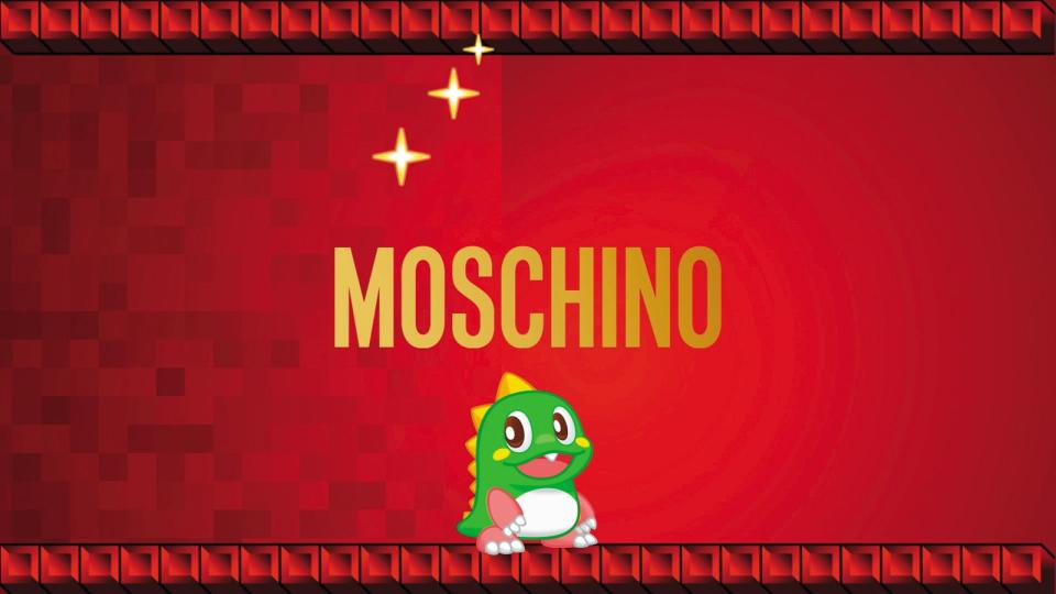 MOSCHINO找來經典的街機遊戲「泡泡龍」推出農曆新年膠囊系列。（藍鐘提供）