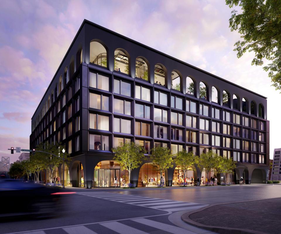 A rendering of the Derby City Hotel, under construction at Market and Second streets in downtown Louisville.