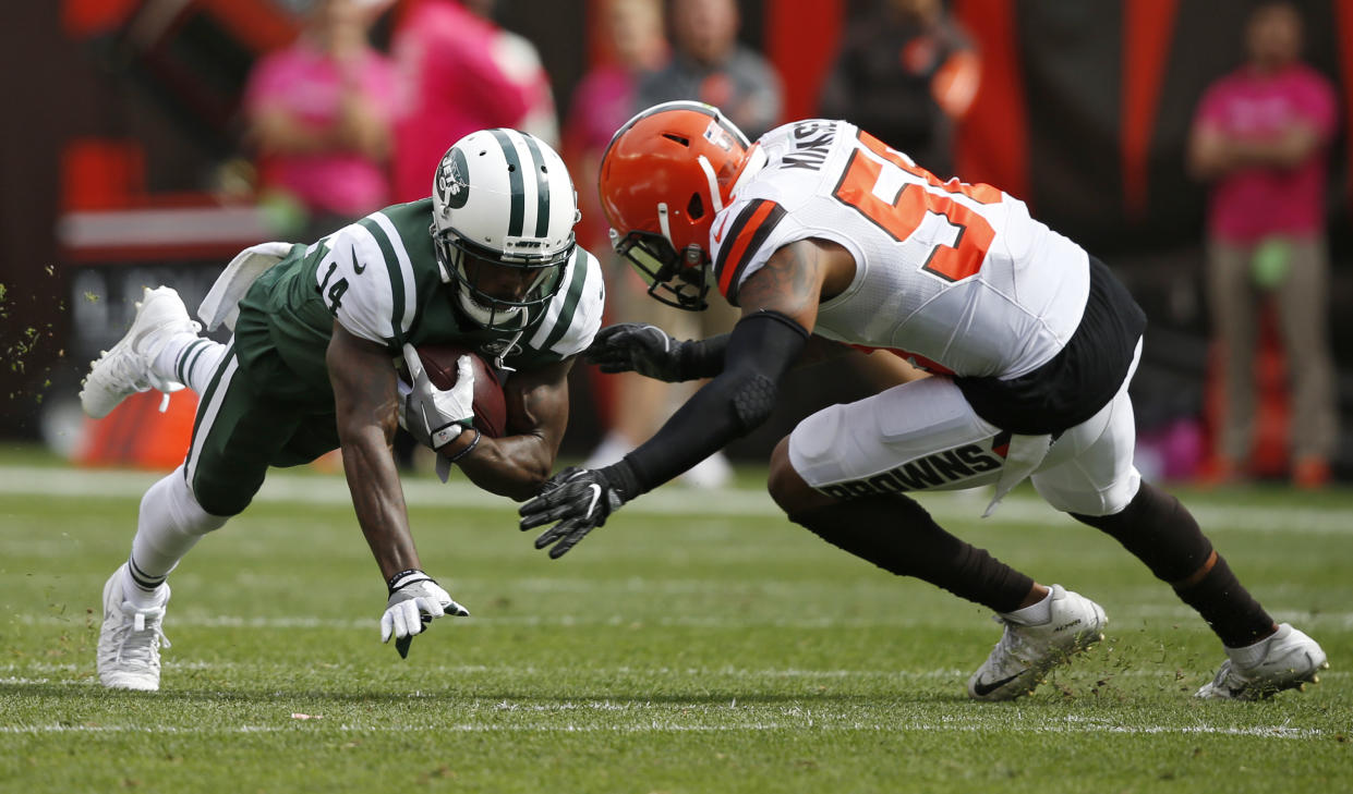 New York Jets wide receiver Jeremy Kerley (14) was suspended in November for PEDs. (AP Photo/Ron Schwane)