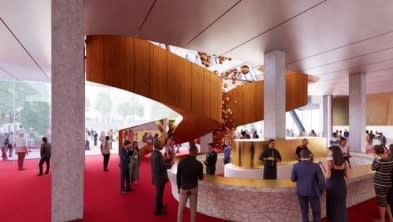A rendering of the ground foyer bar of the proposed Keller Auditorium renovation
