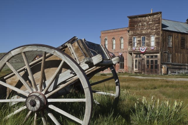 Old wagon in ghost town of Bodie, California