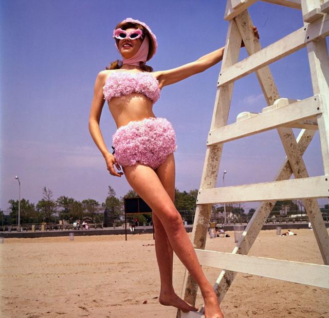 Vintage 1960s Hawaiian Beach Bullet Bra Bikini Top and Matching Skirt