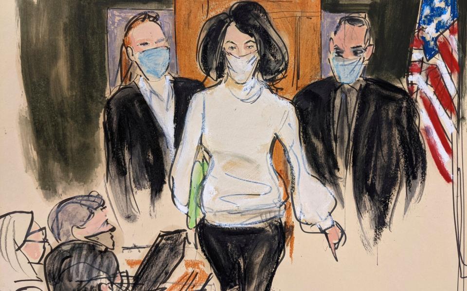 Ms Maxwell in a court sketch on Monday - AP Photo/Elizabeth Williams