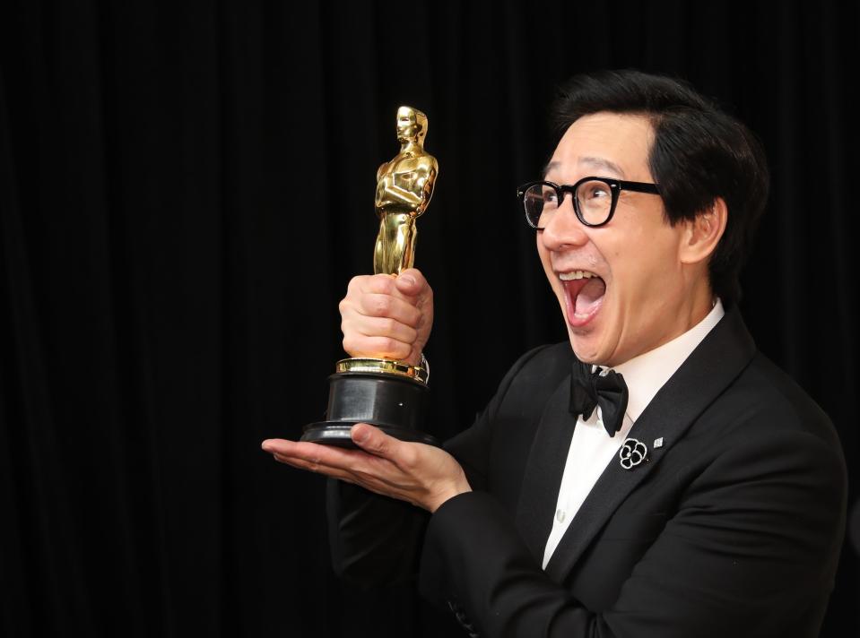 Ke Huy Quan, winner for best actor in a supporting role for "Everything Everywhere All at Once," at the 95th Academy Awards on Sunday, March 12, 2023.