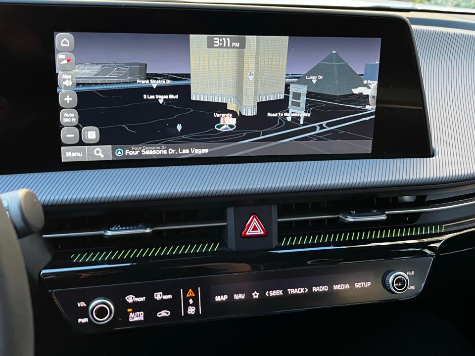 2023 Kia EV6 GT 12.3-inch touch screen with multifunction climate/audio/navigation controls (below).
