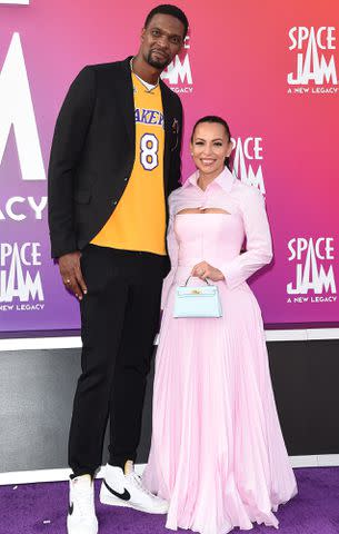 <p>Axelle/Bauer-Griffin/FilmMagic</p> Chris Bosh and Adrienne Bosh attend the Premiere of Warner Bros "Space Jam: A New Legacy" on July 12, 2021 in Los Angeles, California.