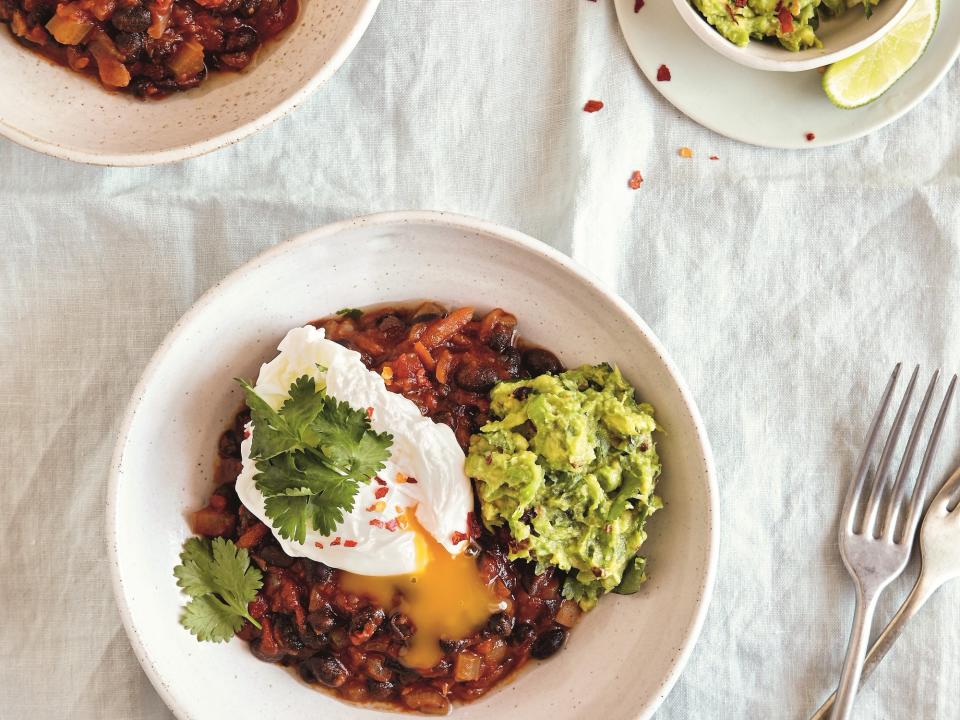 poached eggs guacamole model method