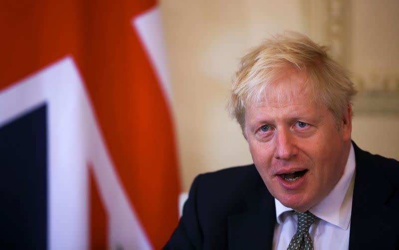 Britain's Prime Minister Boris Johnson meets with his Iraq's counterpart Mustafa Al-Kadhimi, in London