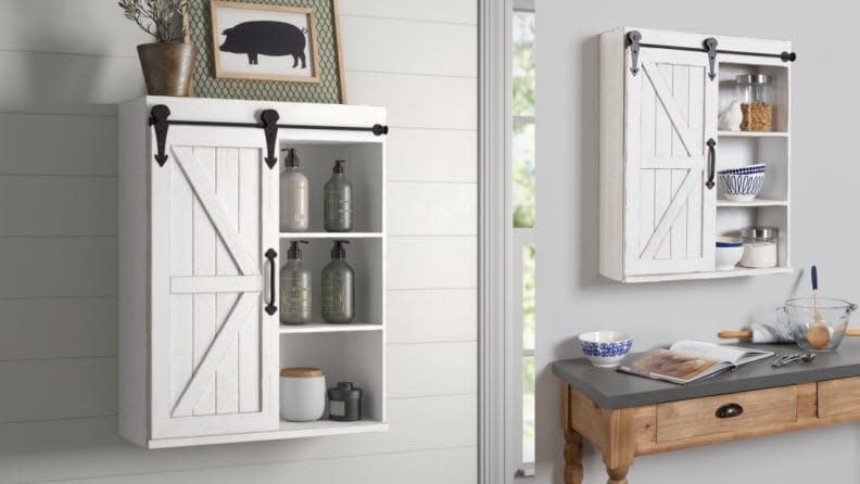 You can use this wall-mounted cabinet in any number of ways.