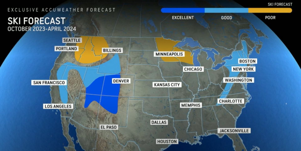 AccuWeather's Ski Forecast for October 2023-April 2024<p><a href="https://www.youtube.com/@accuweather" rel="nofollow noopener" target="_blank" data-ylk="slk:YouTube/AccuWeather;elm:context_link;itc:0;sec:content-canvas" class="link ">YouTube/AccuWeather</a></p>