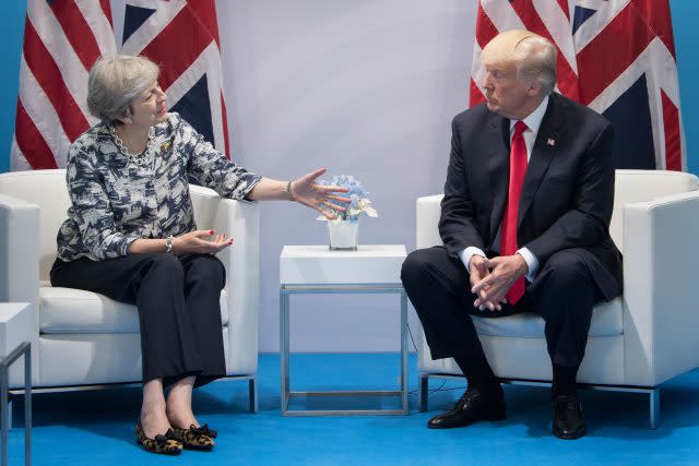 Theresa May has asked Donald Trump to help broker a deal in a bitter aerospace trade dispute