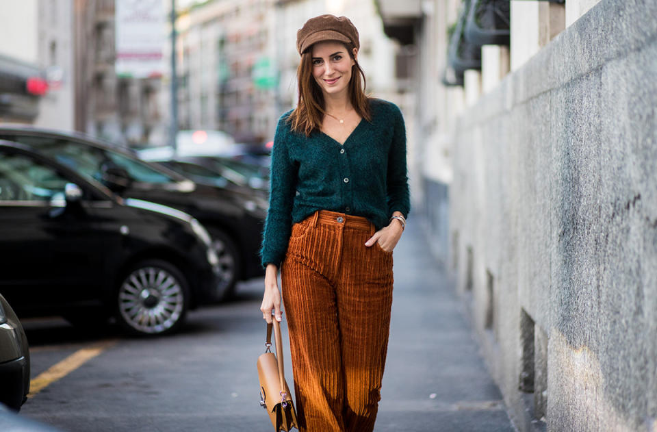 <p>Cords feel infinitely cooler with a mohair top and newsboy cap.</p> <h4>Getty Images</h4>